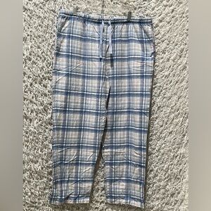 Sleep Sense Blue and White PORTUGUESE Flannel PLAID SLEEP PANTS WOMEN SIZE XL
